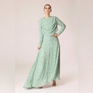NWOT Veiled Valeria Floral Rouched Asymmetric Maxi Dress. Size XL